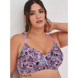 Torrid Curve‎ Dream Wire Free Bra Everything Tattoo Purple Size 42DD
